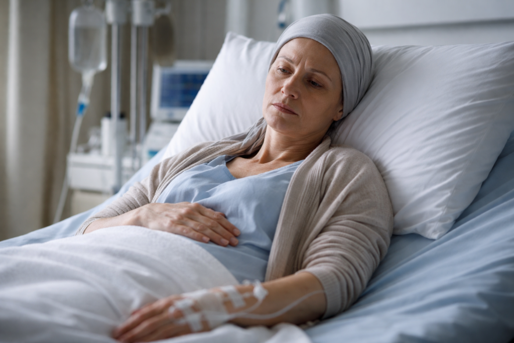 Une femme atteinte du cancer de l'estomac