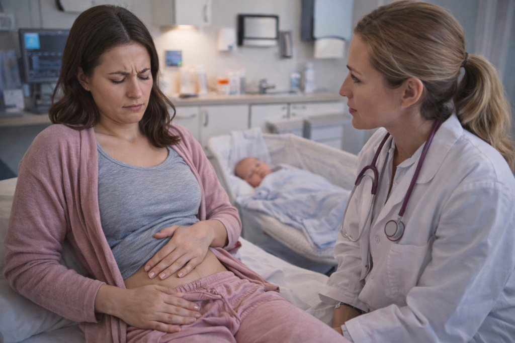 Consultation post partum, douleur des ovaires