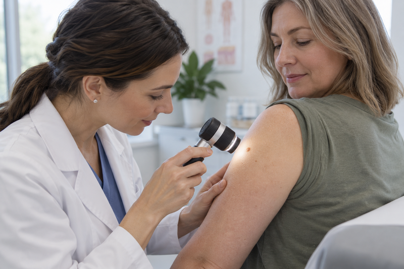 Un dermatologue peut examiner un grain de beauté qui évolue ou inquiète.